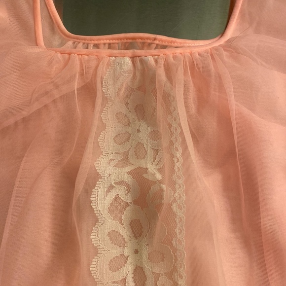 Vintage Lingerie Coral Peach Babydoll Top/Slip - Picture 4 of 4